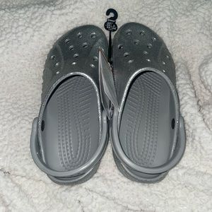 Silver Glitter Crocs